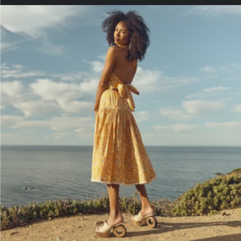 Eddy Krystal Floral Yellow Halter Dress - Picture 2 of 8